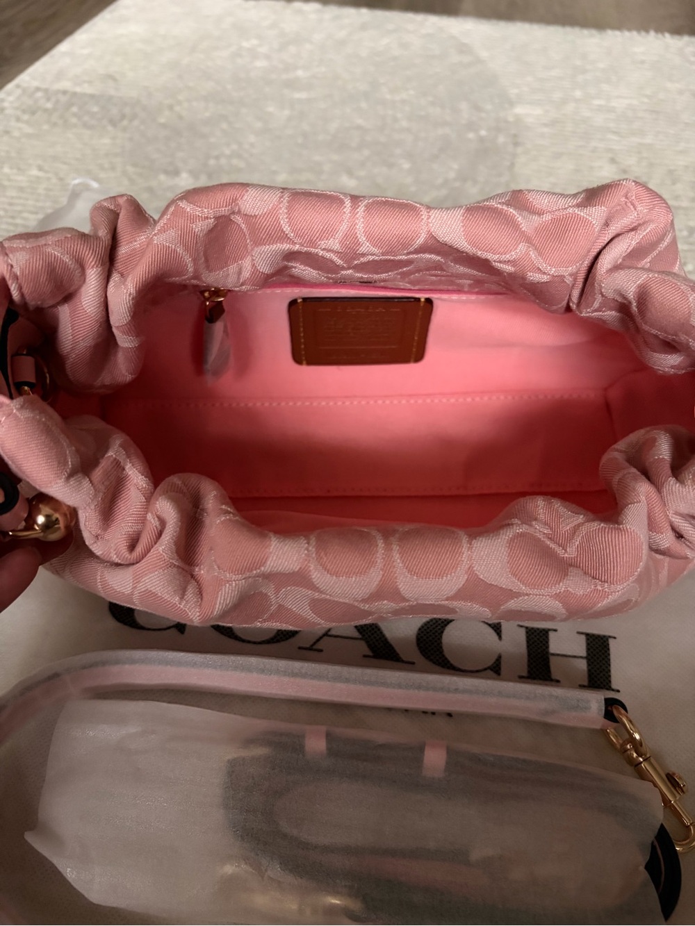 Coach Faye Pink Signature Jacquard Crossbody Bag - Picture 5 of 5